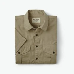 Filson Corp Shirts M Washed SS Feather Cloth Shirt